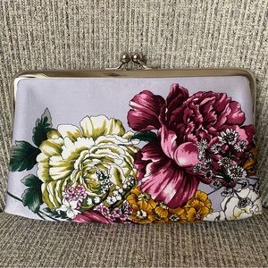 Floral Silver Satin Clutch